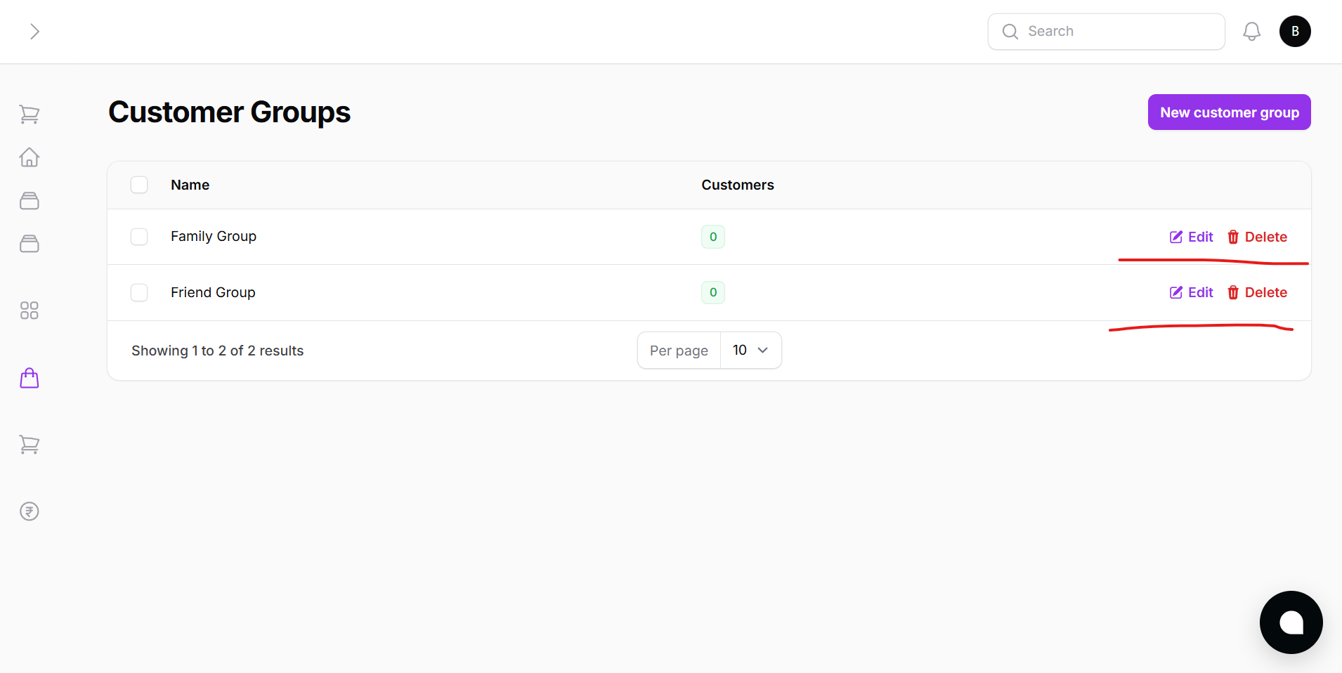 Customer Group List