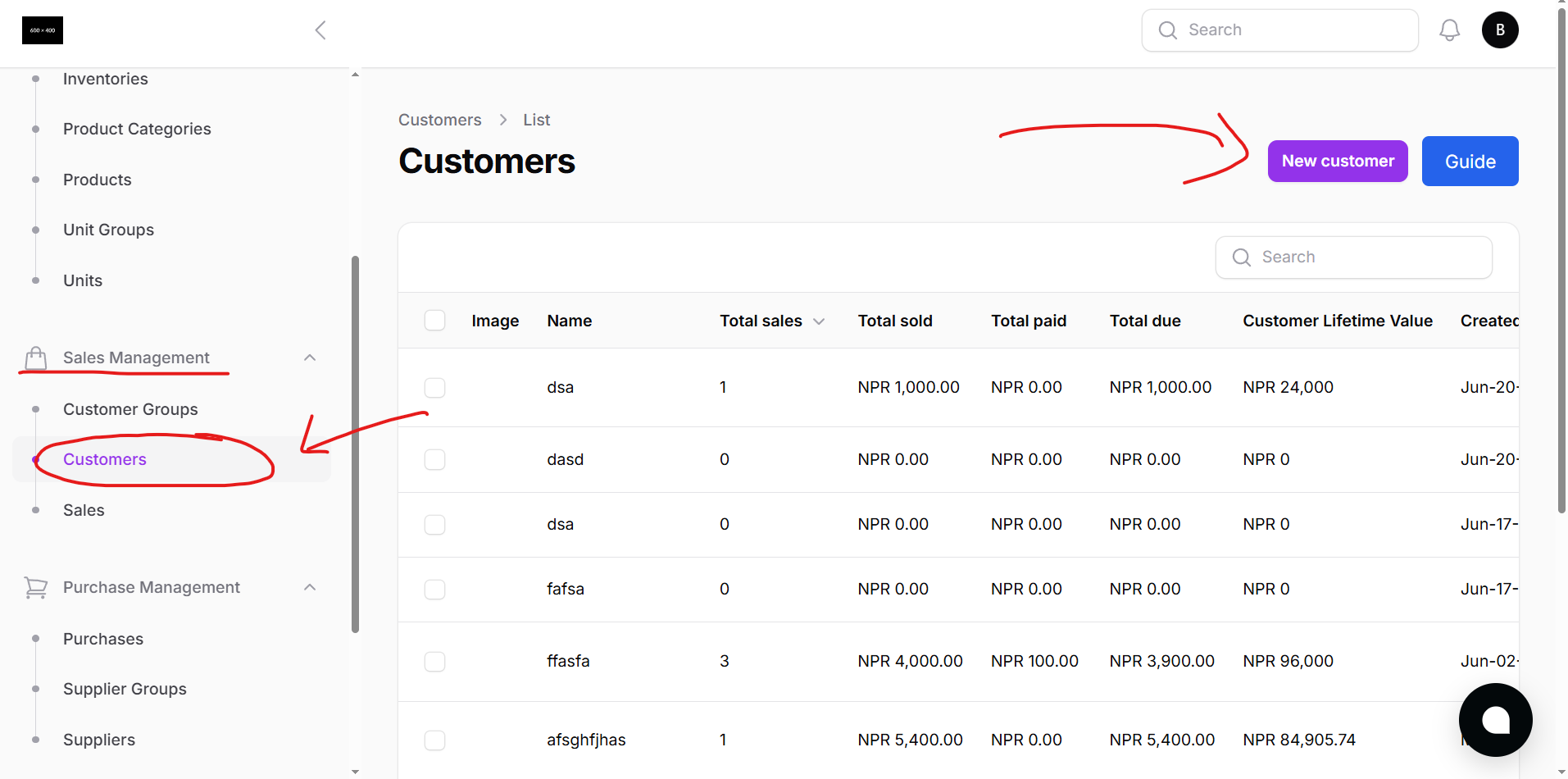Customer Sidebar