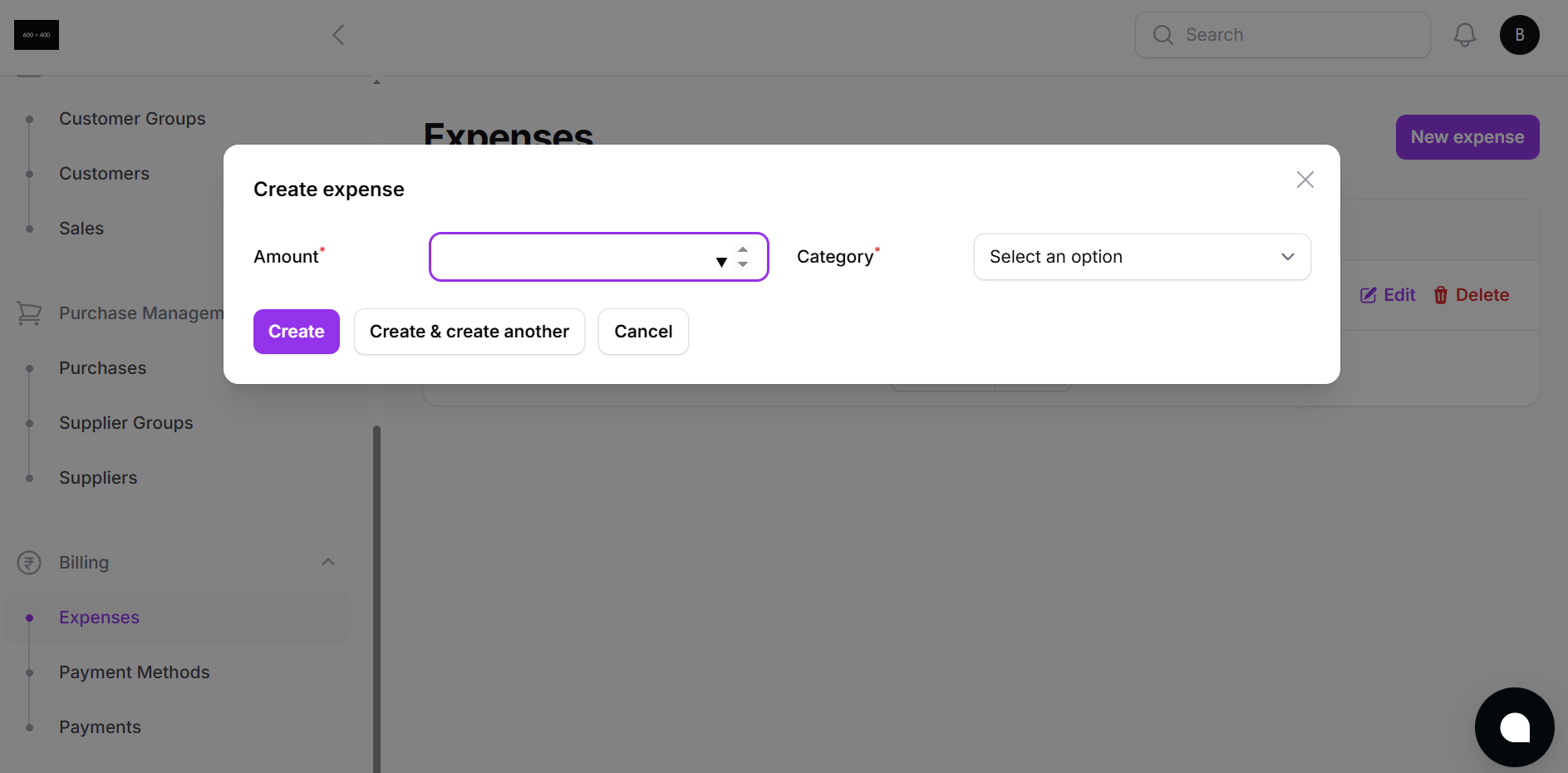 New Expense Modal