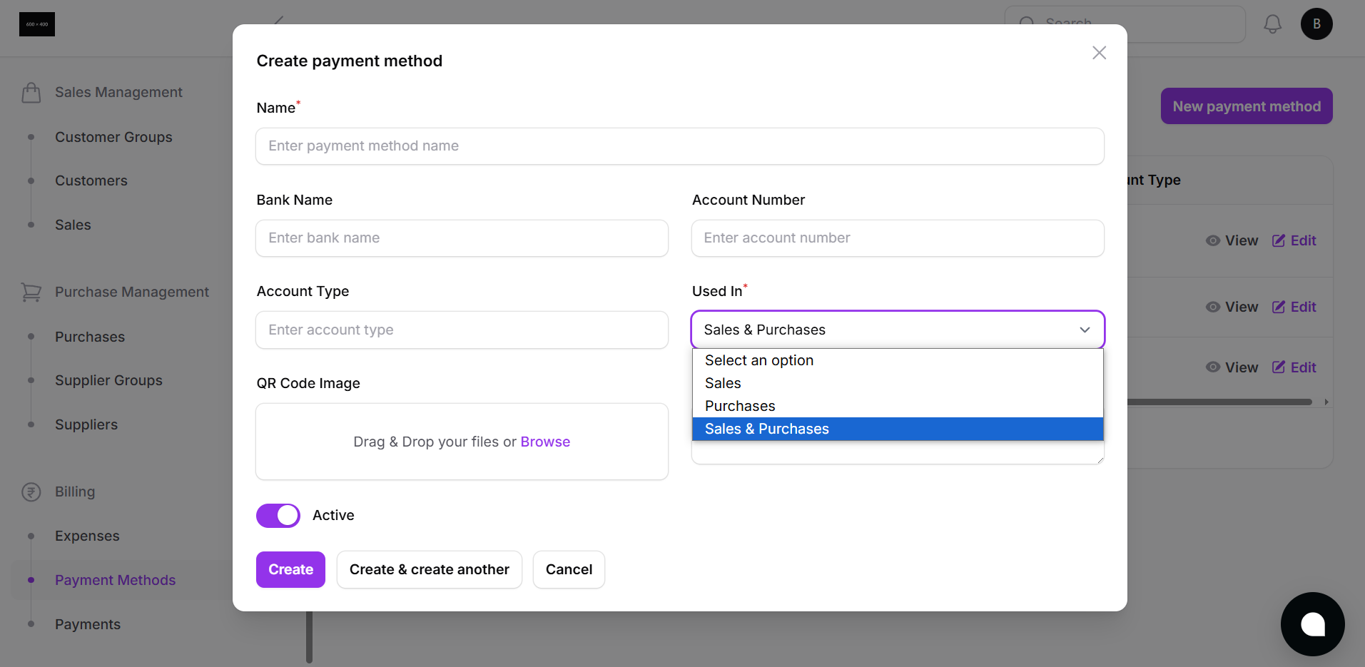 New Payment Modal