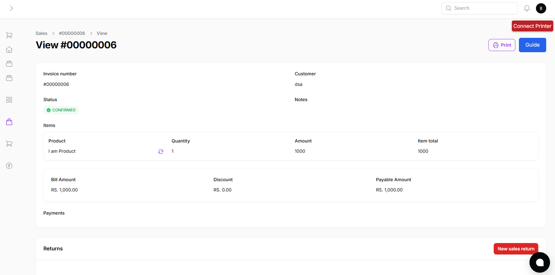Sales Detail Page
