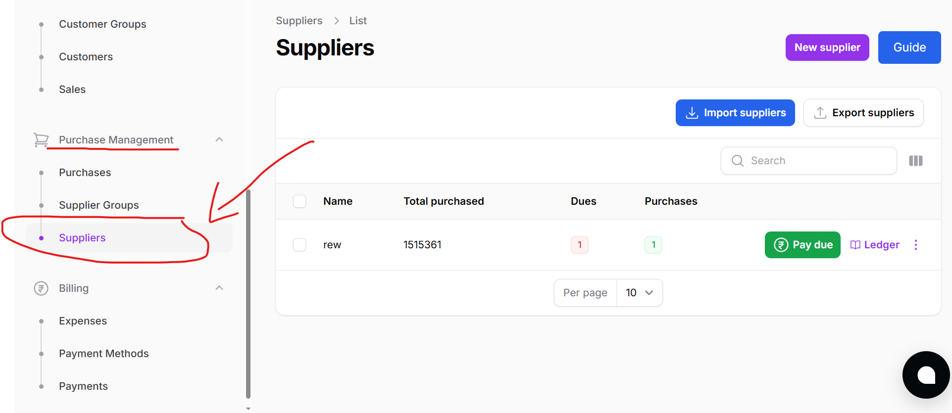 Sidebar - Supplier
